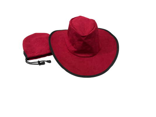 Red Suede Foldable Hat