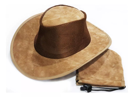 Foldable honey leather hat 