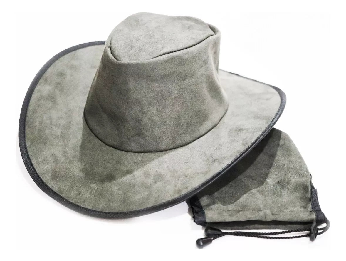 Closed Gray Suede Foldable Hat