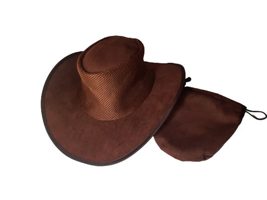 Mocha suede foldable hat