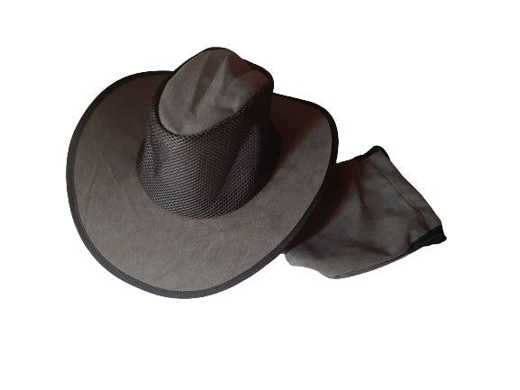 Sombrero plegable de gamuzina gris con malla